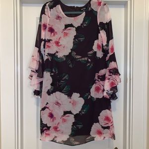 Deep purple floral sheath dress